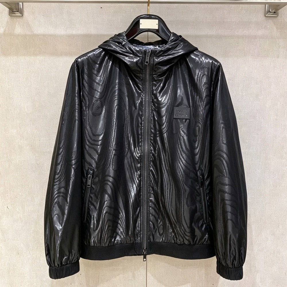 Louis Vuitton Shiny Black Hooded Windbreaker